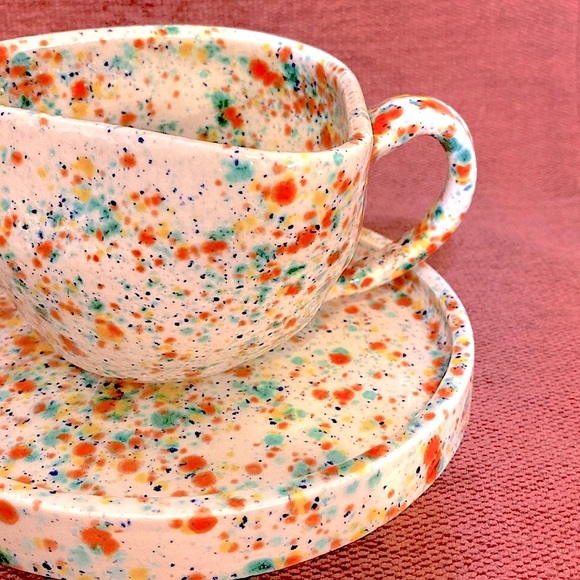 Handmade Ceramic Cup + Saucer Set - Picture 3 of 7